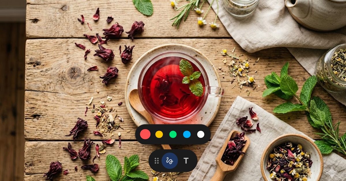 Šolja hibiskus čaja sa svježim biljkama