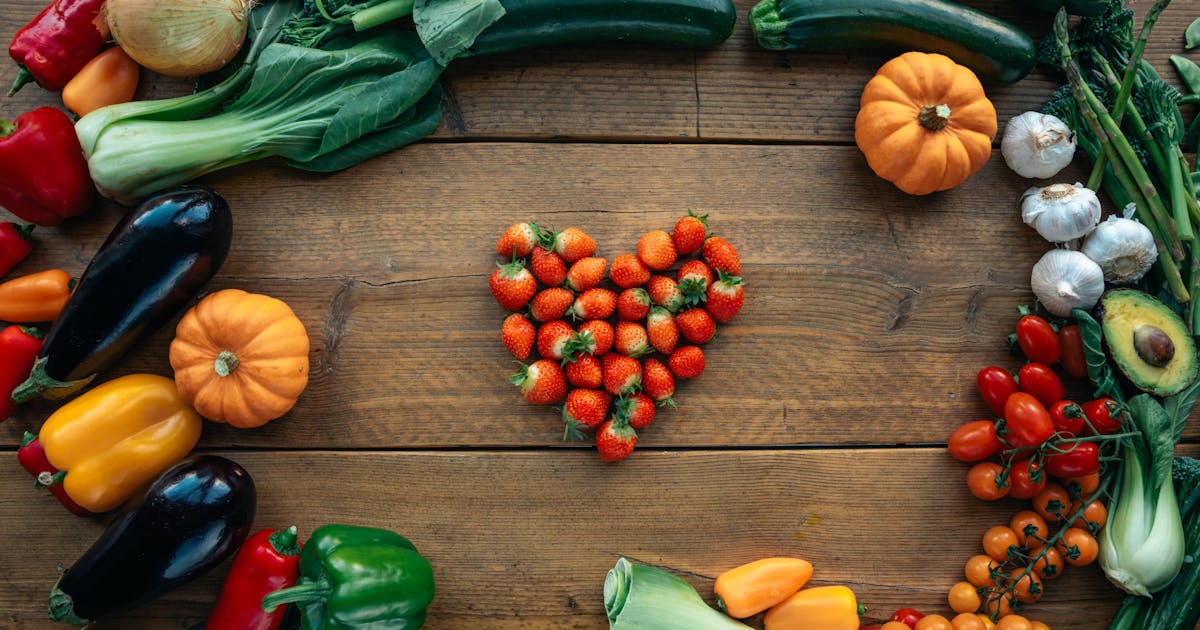 Heart-shaped colorful vegetables and peppers — DASH diet